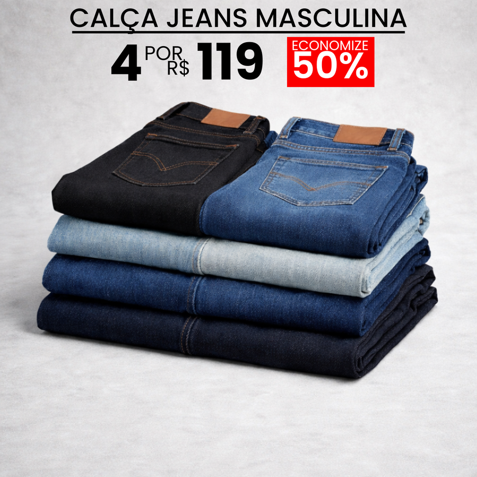 [Leve 4, Pague Só 2] Calça Jeans Masculina com Elastano