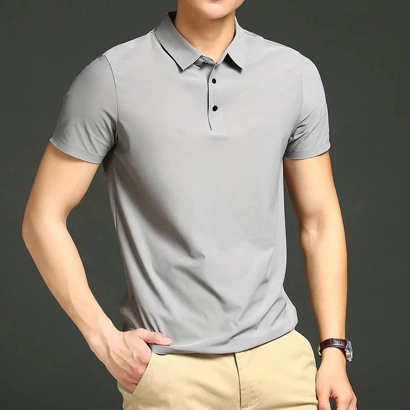 Camisa Polo Masculina em Seda Gelo